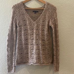 AMERICAN EAGLE Taupe Open Knit Sweater Extra Small